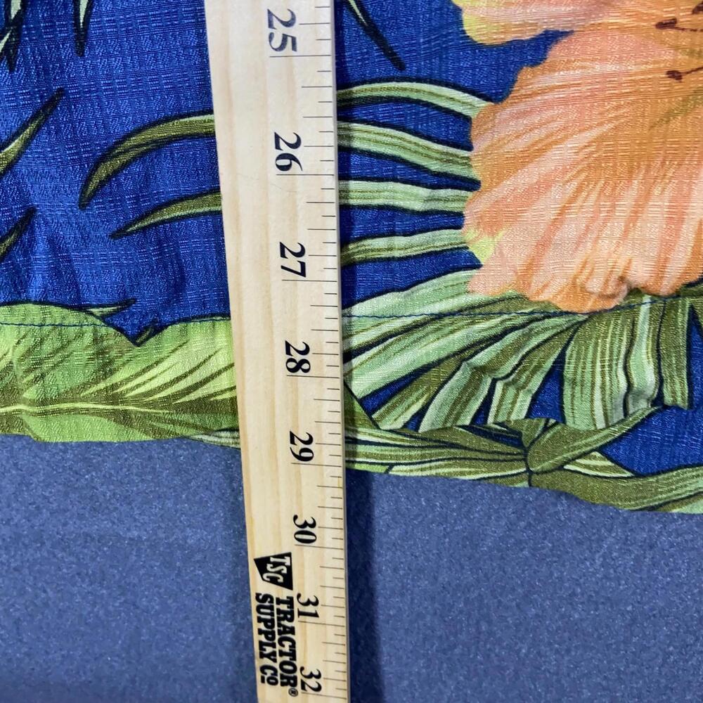 Bermuda Bay Size XL Hawaiian Flower Hibiscus Camp Silk Shirt Short Sleeve Blue - Picture 5 of 7